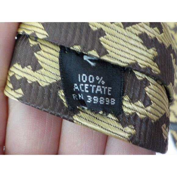 La Bella Collection Classic Brown Gold Neck Tie Houndstooth Pattern Vintage - Picture 4 of 9